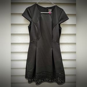 Vince Camuto Black Laser-Cut Fit and Flare